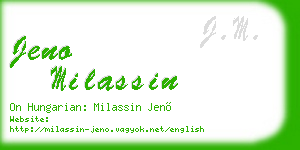 jeno milassin business card